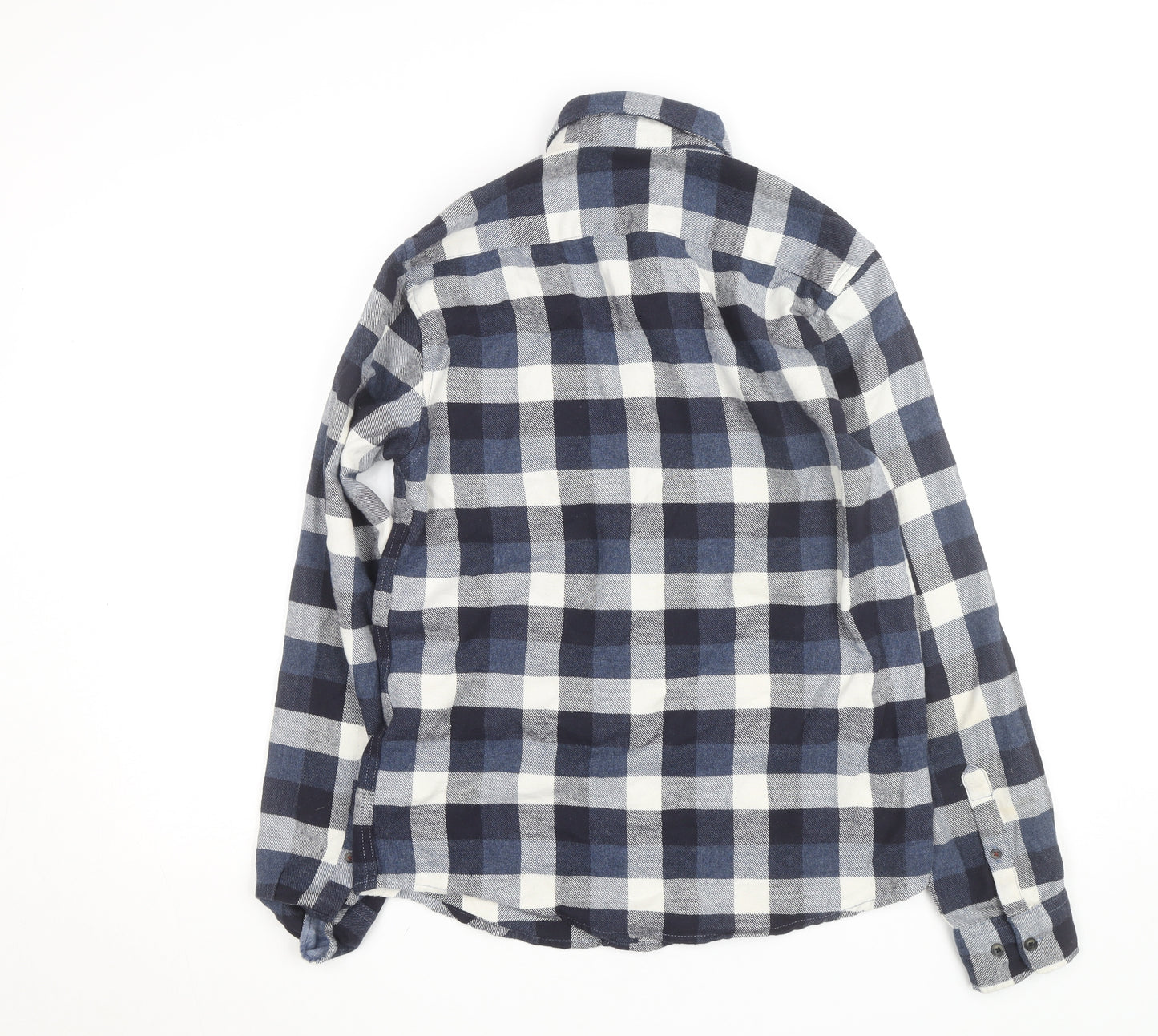 Jack & Jones Men’s Blue Check Flannel Button-Up Shirt M
