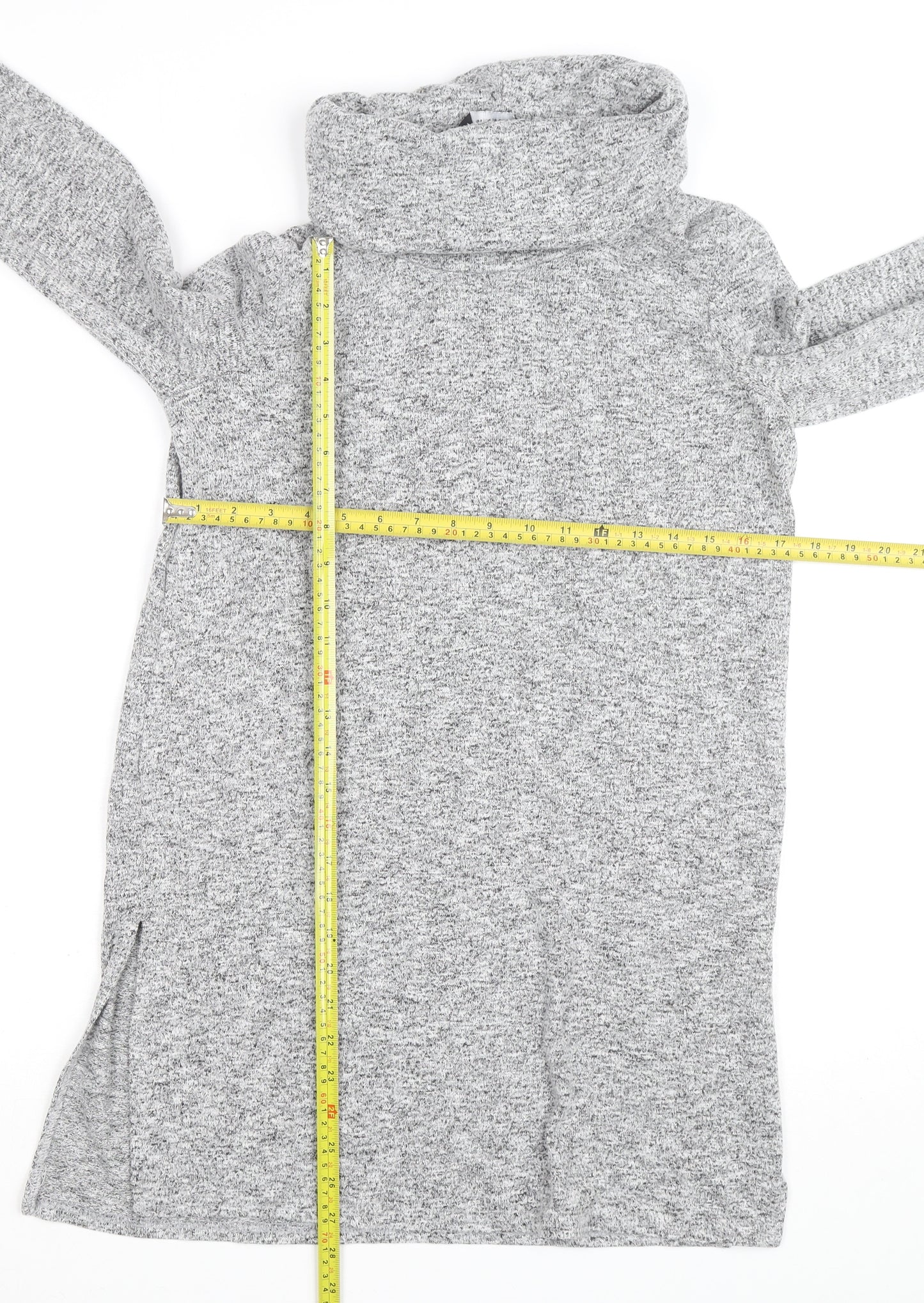 Dorothy Perkins Women’s Grey Cowl Neck Long Sleeve Tunic Jumper Size 16
