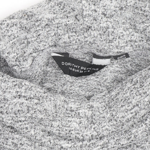 Dorothy Perkins Women’s Grey Cowl Neck Long Sleeve Tunic Jumper Size 16