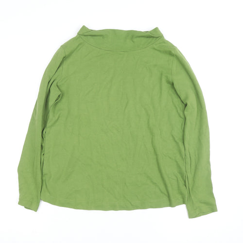 White Stuff Women’s Green Roll Neck Long Sleeve Cotton Top Size 10