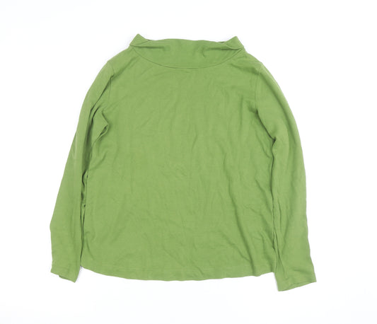 White Stuff Women’s Green Roll Neck Long Sleeve Cotton Top Size 10