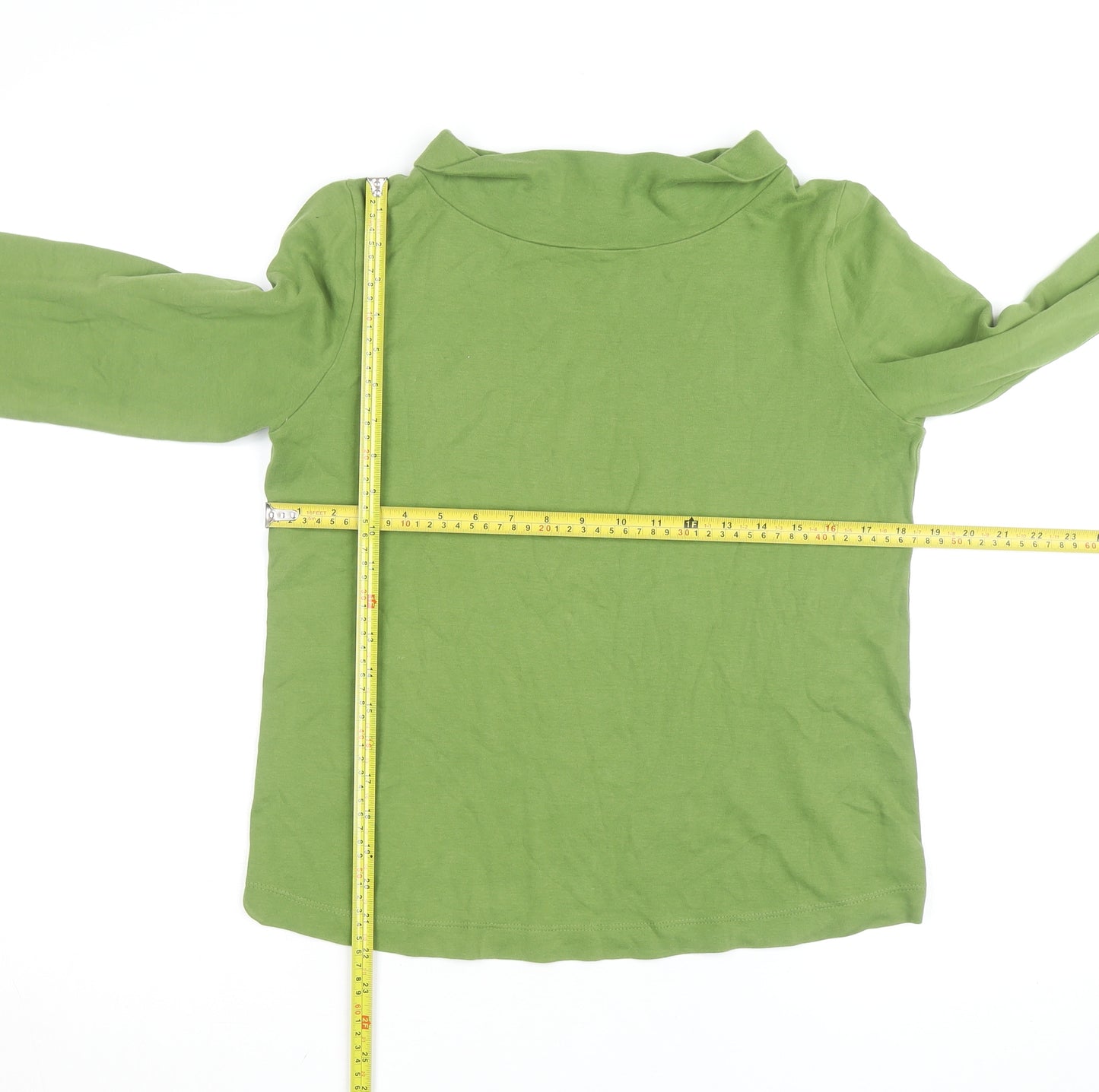 White Stuff Women’s Green Roll Neck Long Sleeve Cotton Top Size 10