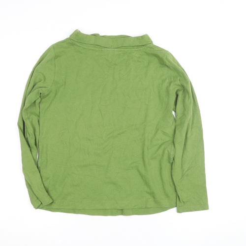 White Stuff Women’s Green Roll Neck Long Sleeve Cotton Top Size 10