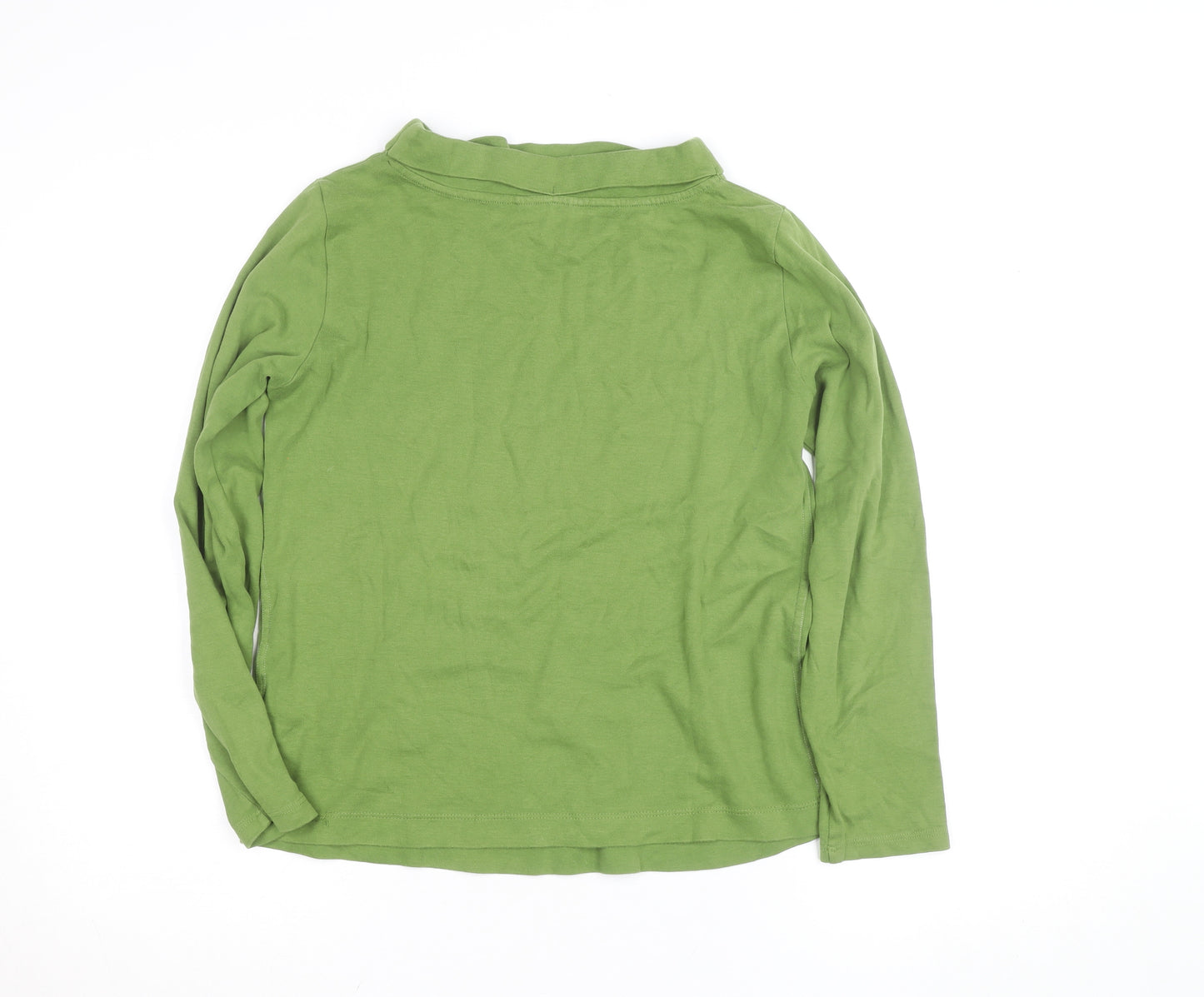 White Stuff Women’s Green Roll Neck Long Sleeve Cotton Top Size 10