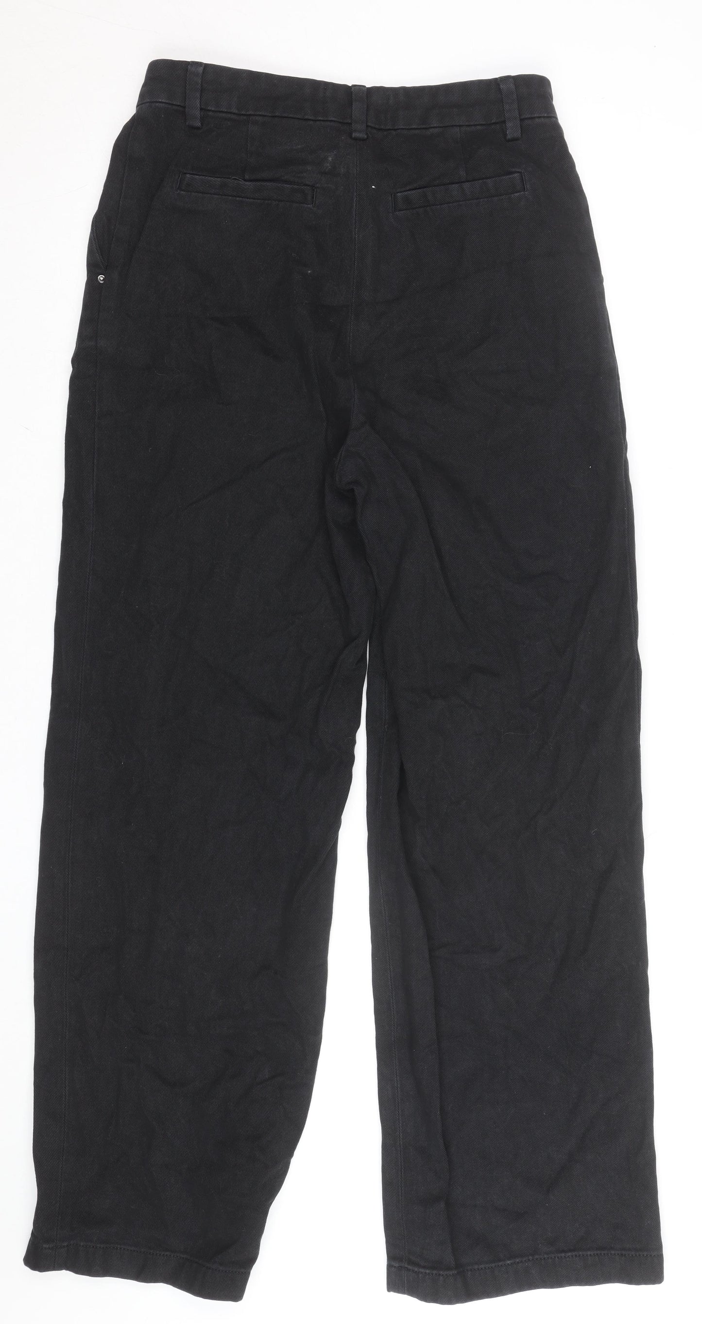 Next Women's Black Cotton Stretch Straight Trousers Size 10