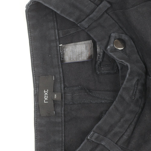 Next Women's Black Cotton Stretch Straight Trousers Size 10
