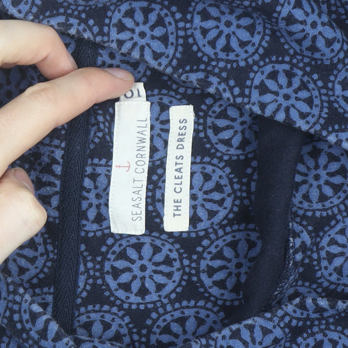 Seasalt Cornwall Women Blue Geometric Shift Dress Size 10