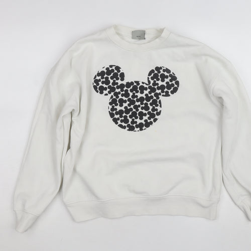 Disney Girls White Mickey Mouse Pullover Jumper - Size 14-16 L