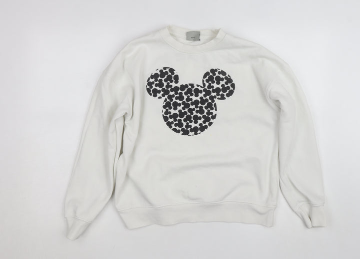 Disney Girls White Mickey Mouse Pullover Jumper - Size 14-16 L