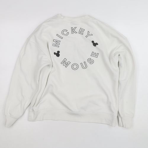 Disney Girls White Mickey Mouse Pullover Jumper - Size 14-16 L