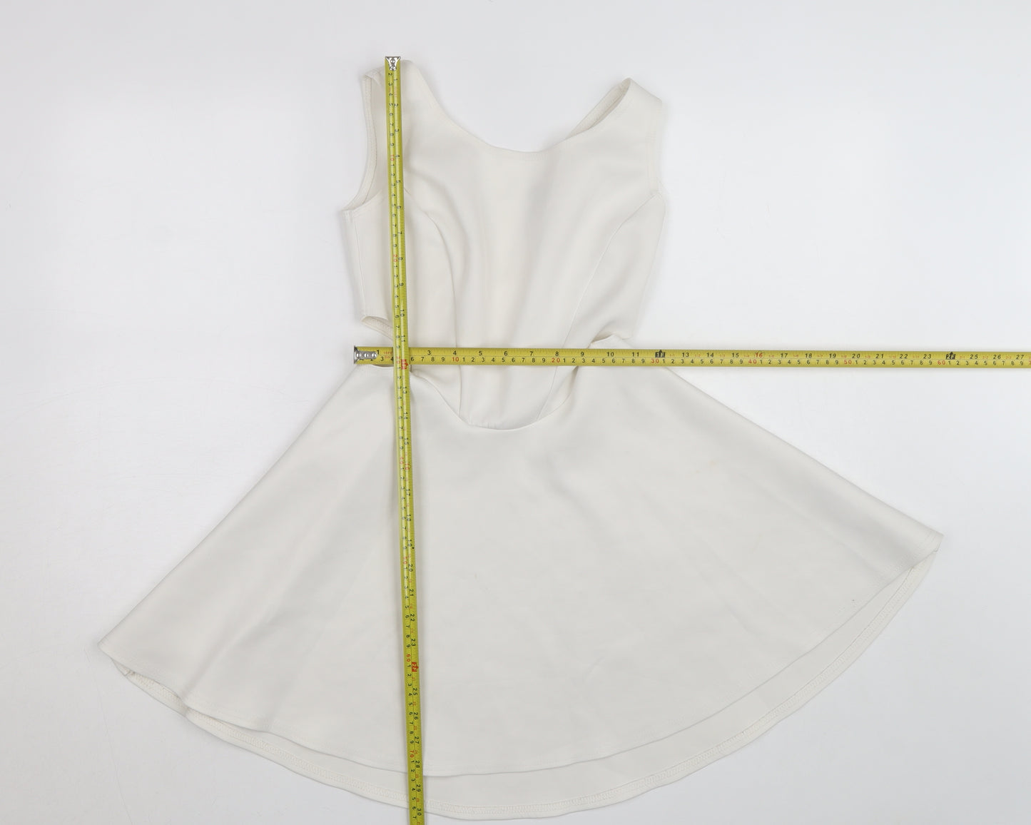 Boohoo Women White Size 10 Sleeveless Skater Dress