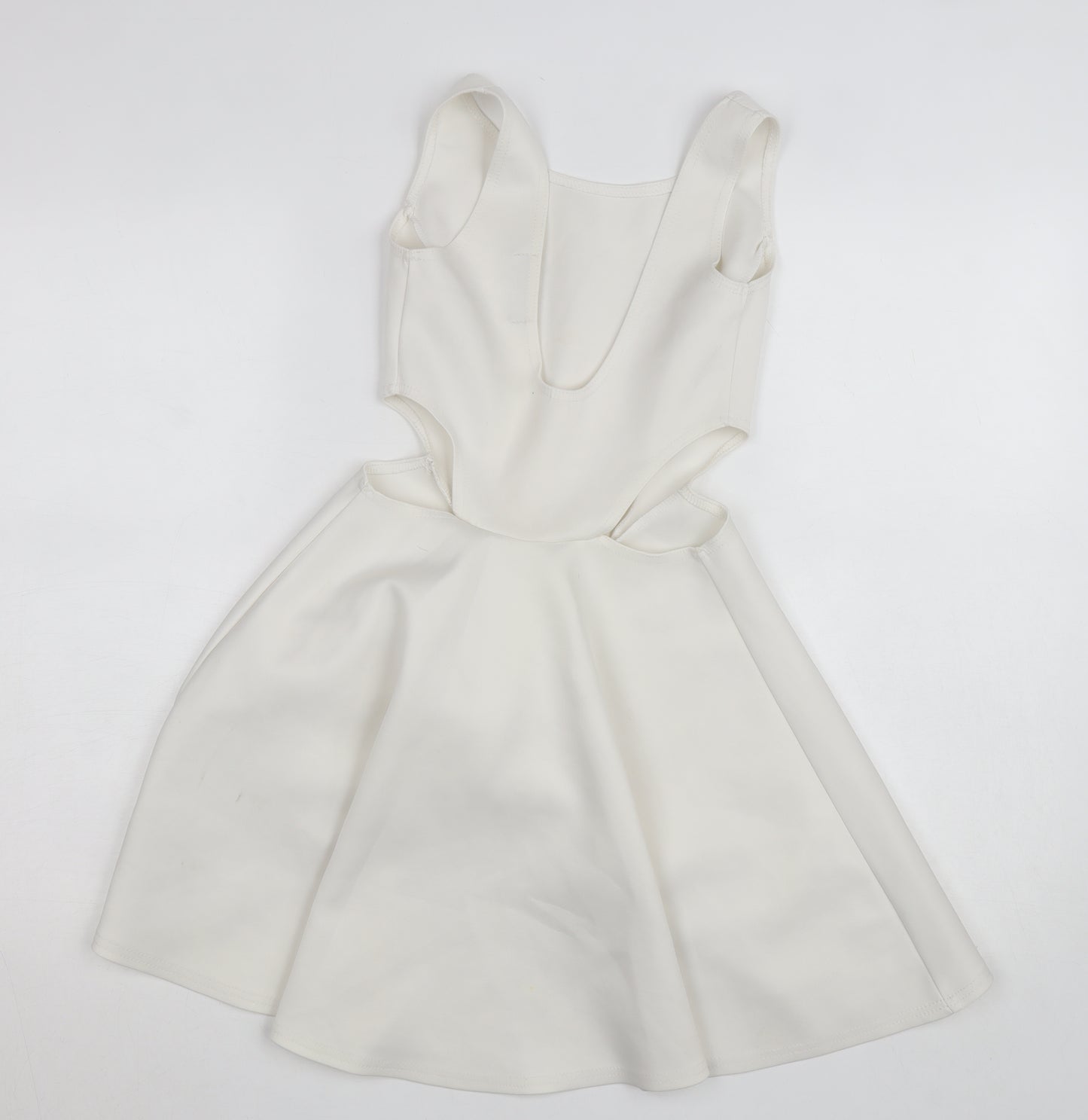 Boohoo Women White Size 10 Sleeveless Skater Dress