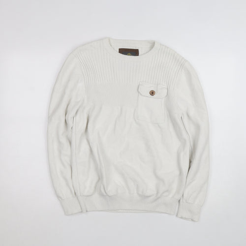 Strength & Honour Men's Ivory Cotton Crew Neck Jumper L