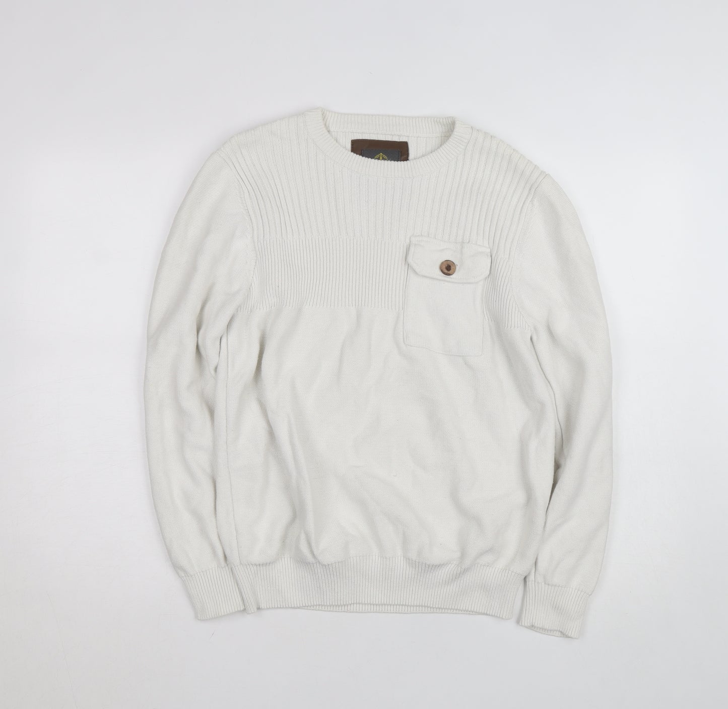 Strength & Honour Men's Ivory Cotton Crew Neck Jumper L