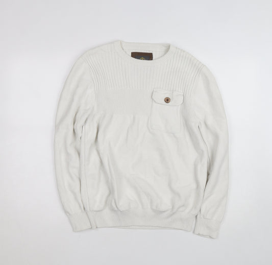 Strength & Honour Men's Ivory Cotton Crew Neck Jumper L