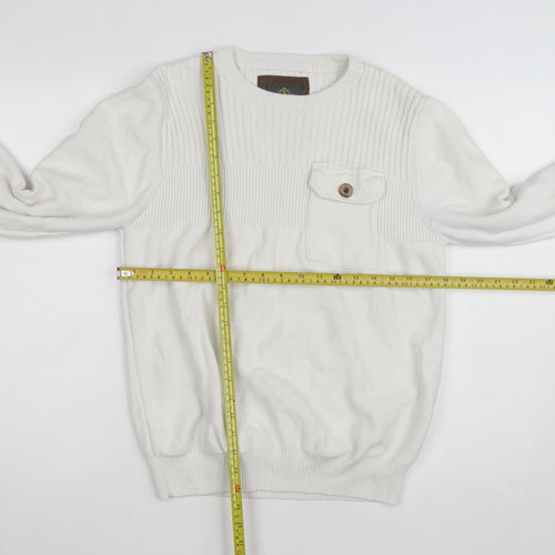 Strength & Honour Men's Ivory Cotton Crew Neck Jumper L