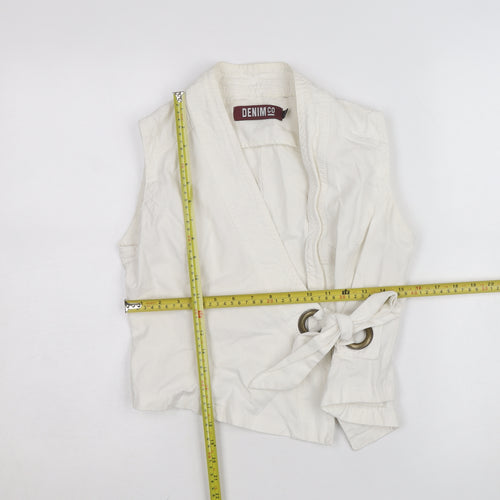 DENIM CO Women's White Wrap Blouse Size 8 Sleeveless Casual Top