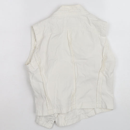 DENIM CO Women's White Wrap Blouse Size 8 Sleeveless Casual Top