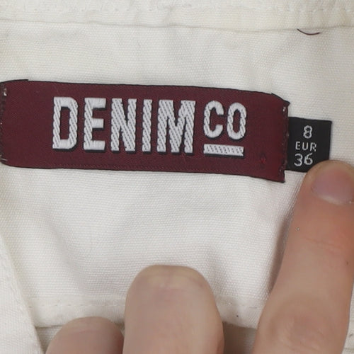 DENIM CO Women's White Wrap Blouse Size 8 Sleeveless Casual Top