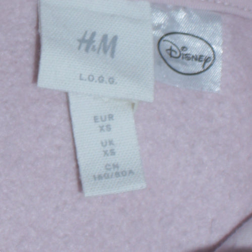 H&M Disney Womens Pink Hoodie XS Pullover Hooded Sweatshirt