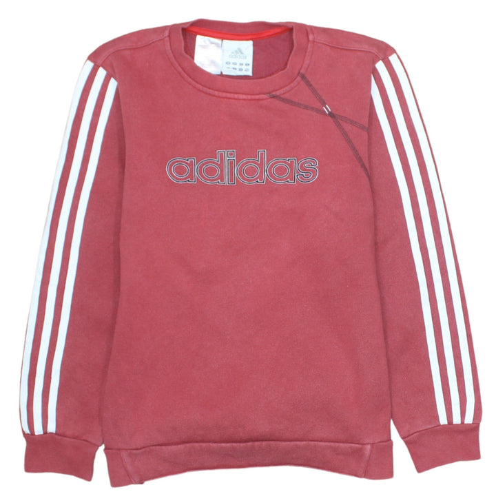 Adidas Boys Red Crew Neck Logo Sweatshirt Size 14 Years Classic Style