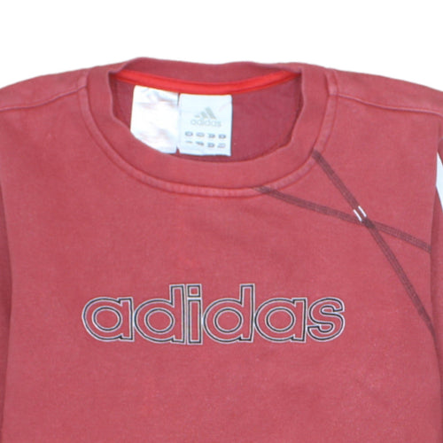 Adidas Boys Red Crew Neck Logo Sweatshirt Size 14 Years Classic Style