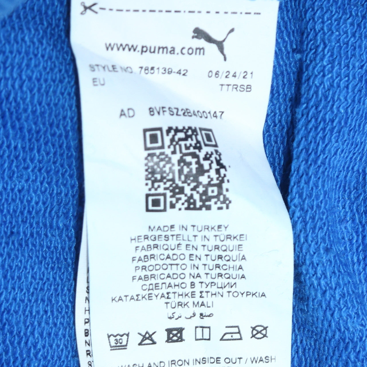 Puma Men's Blue Marseille Pullover Hoodie Size M Sportswear