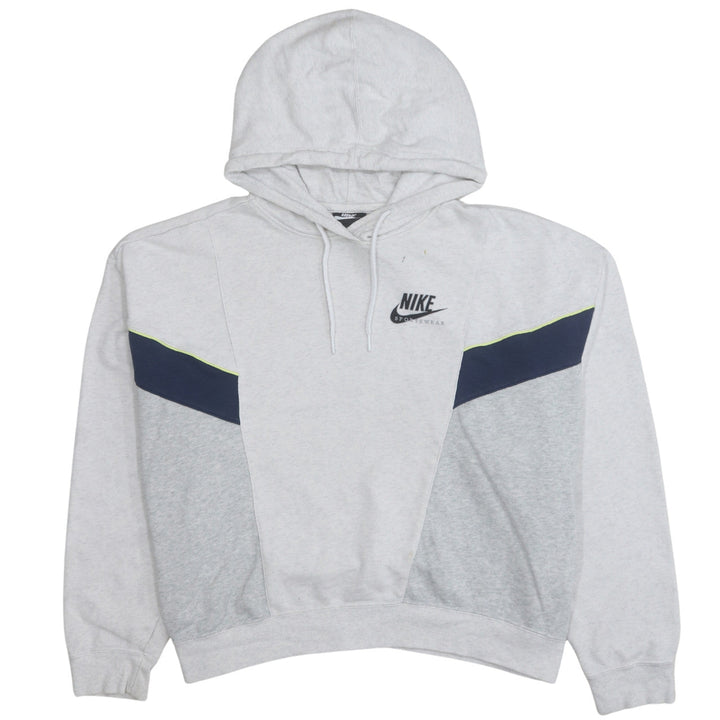 Nike Women's Grey Colourblock Pullover Hoodie XL - Casual Cotton Blend