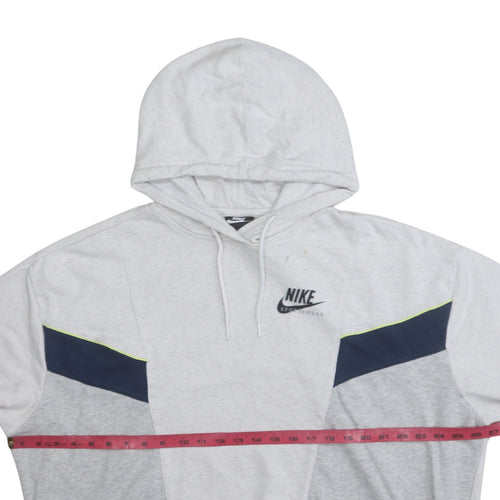 Nike Women's Grey Colourblock Pullover Hoodie XL - Casual Cotton Blend
