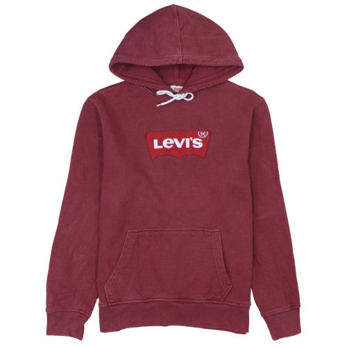 Levi's Men's Red Pullover Hoodie Medium Graphic Logo Fleece
