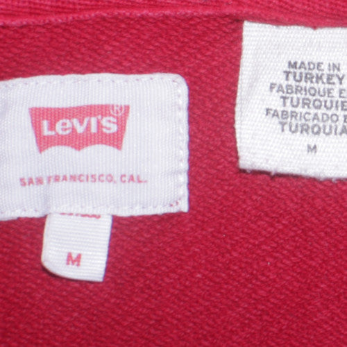 Levi's Men's Red Pullover Hoodie M Logo Graphic Fleece Sweatshirt