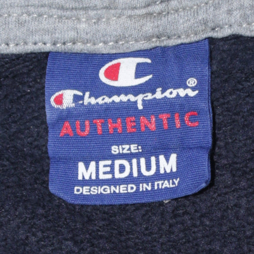 Champion Men’s Navy Pullover Hoodie Medium Fleece Logo Sweatshirt