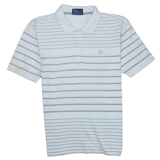 Fred Perry Men's White Striped Cotton Polo Shirt XL