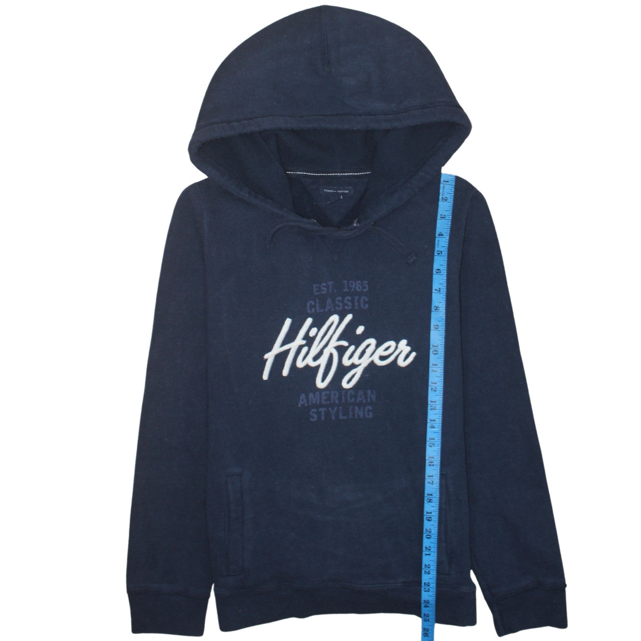 Tommy Hilfiger Men's Blue Pullover Hoodie L Classic Logo Fleece