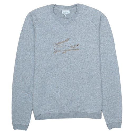 Lacoste Boys Grey Crew Neck Sweatshirt Size 14 Regular Fit Cotton Blend