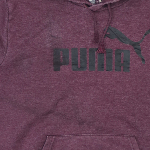 Puma Men’s Purple Pullover Hoodie L Regular Fit Logo Sports Top