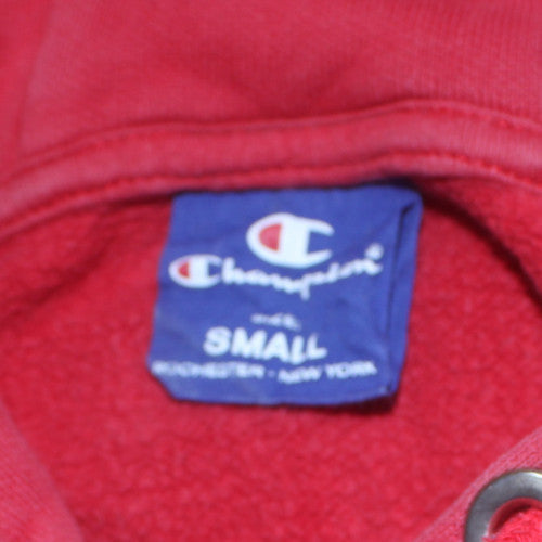 Champion Men's Red Pullover Hoodie Small Logo Fleece Sweatshirt