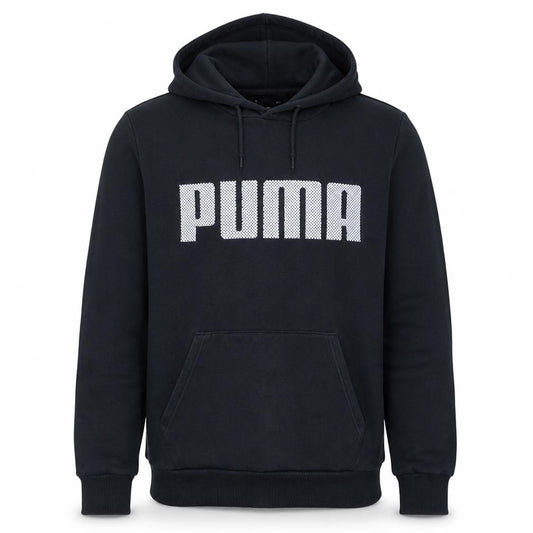 Front view of Puma Men's Black Pullover Hoodie Small Fleece Sportswear
