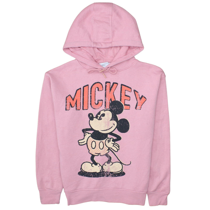 Disney Women Pink Mickey Mouse Hoodie Size Small 10/12 Pullover