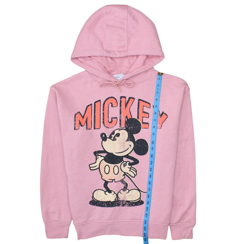 Disney Women Pink Mickey Mouse Hoodie Size Small 10/12 Pullover