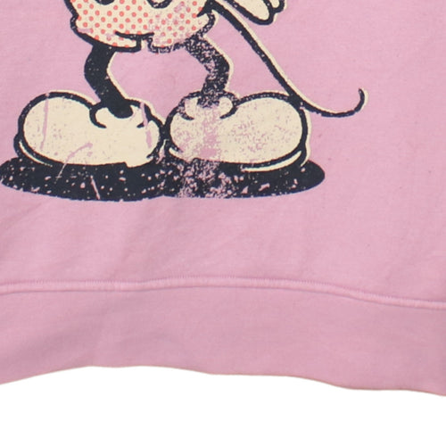 Disney Women Pink Mickey Mouse Hoodie Size Small 10/12 Pullover