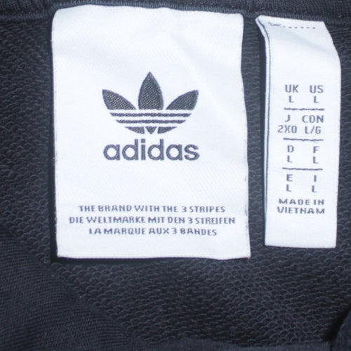 Adidas Mens Black Pullover Hoodie Size L Sportswear Fleece