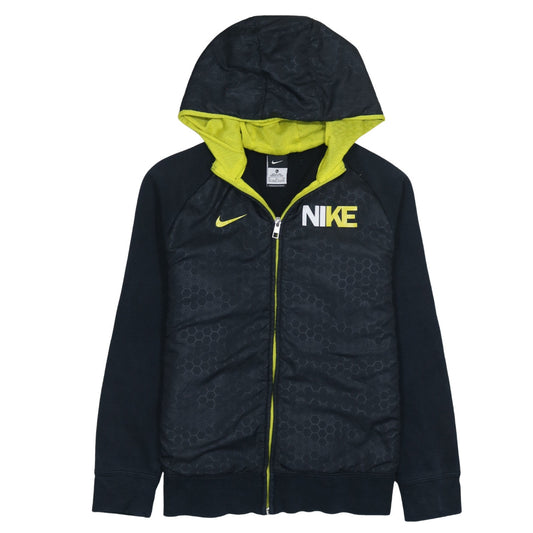 Front view of Nike boys’ black full zip hoodie xl 13-15 years sports fleece zip up