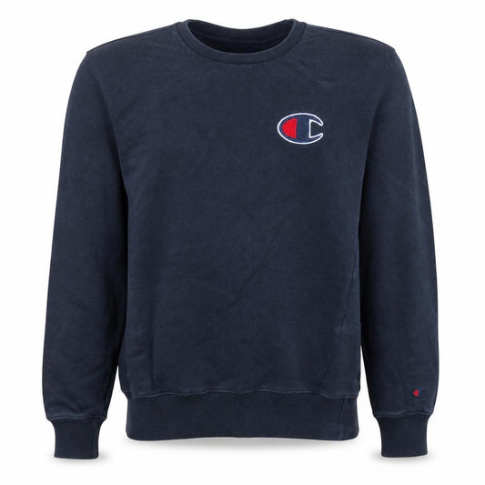 Front view of Champion Men's Black Small Crew Neck Pullover Sweatshirt