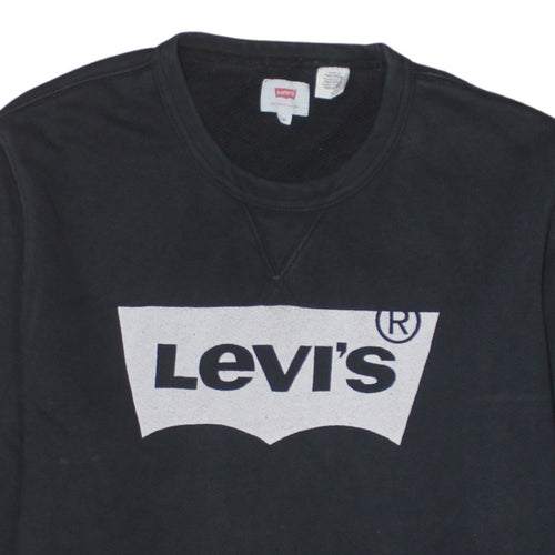 Levi's Men's Black Logo Crew Neck Pullover Sweatshirt Size M