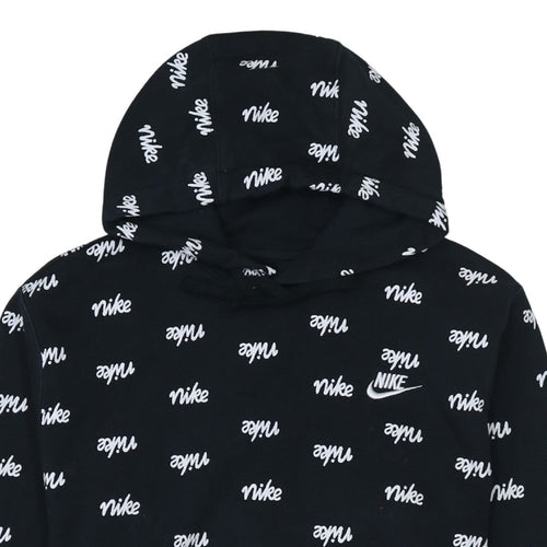 Nike Men's Black Logo Pullover Hoodie Size M Fleece Sweatshirt