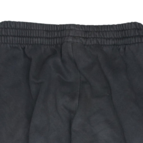 Adidas Boys Black Track Pants 11-12 Years Elastic Waist Fleece Joggers