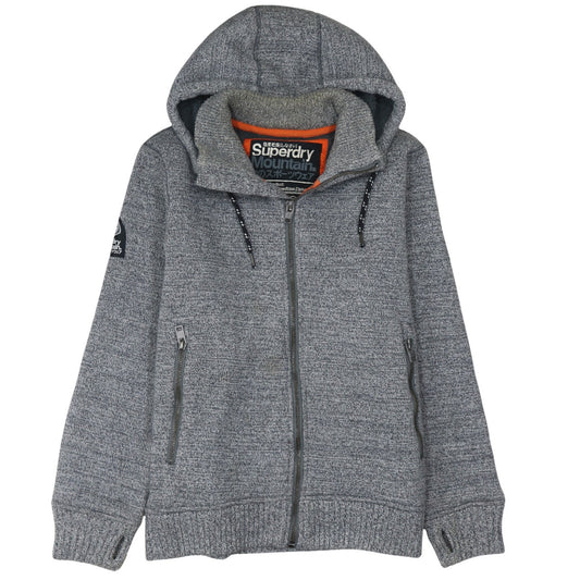 Superdry Mens Grey Full Zip Hoodie 2XL Fleece Lined Outdoor