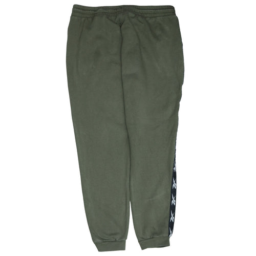 Reebok Men’s Green Jogger Sweatpants L Side Stripe Fleece Activewear