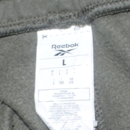 Reebok Men’s Green Jogger Sweatpants L Side Stripe Fleece Activewear
